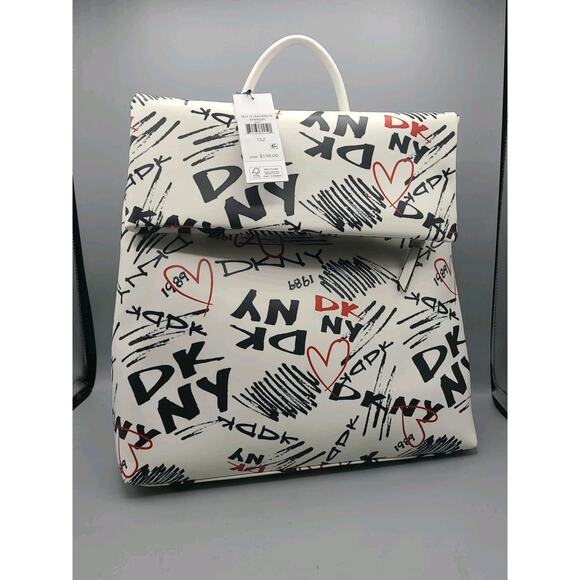 DKNY White and Black Graphic Backpack main image 7